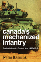Cover: Canada&#039;s Mechanized Injury: The Evolution of a Combat Arm, 1920-2012, by Peter Kasurak. photo: a grainy image of a soldier driving a tank on desert ground.