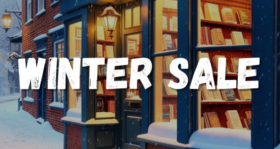 Banner image of a brick-faced bookstore on a wintery street